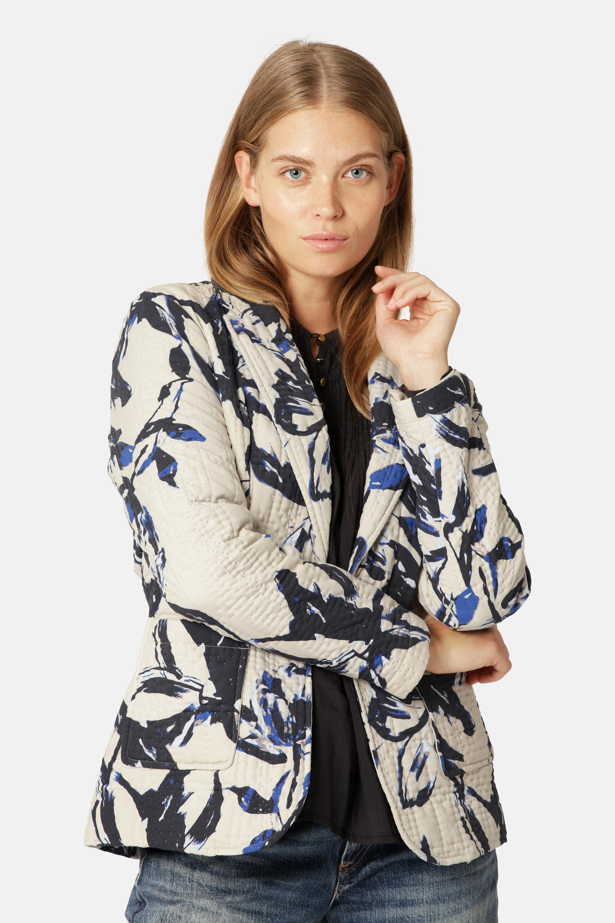 Quiltet Blazer - Beige Artsy Stroke Flower